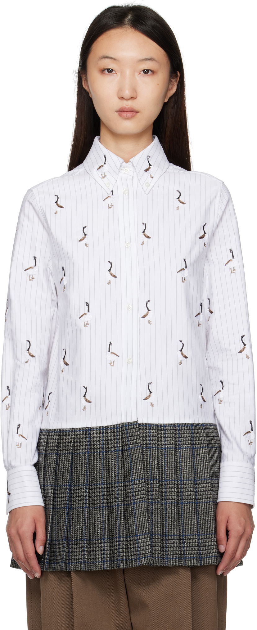 Klä Thom Browne Thom Browne Goose Print Shirtdress Vit | FDSF35E-E1374