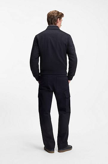 Bomberjacka BOSS BECKHAM x BOSS Zip Jacket with Flap Pockets Wool and Cashmere Mörkblå | 50555817, 1