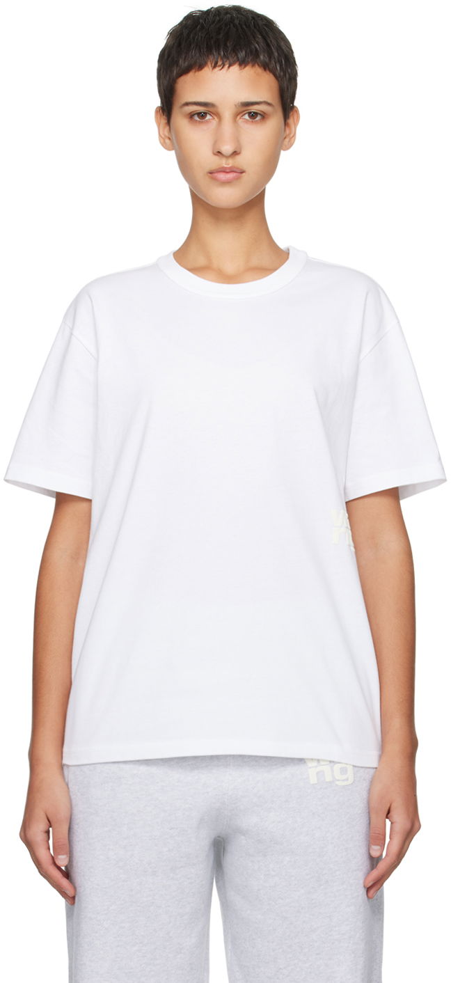 T-shirt Alexander Wang Puff Logo T-Shirt Vit | 4CC3221357