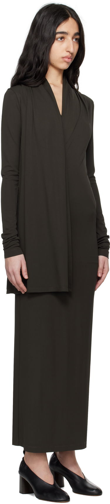 Klä TOTEME TOTEME Overlapped Jersey Midi Dress Grön | 252-WRD0172-FB0162, 1