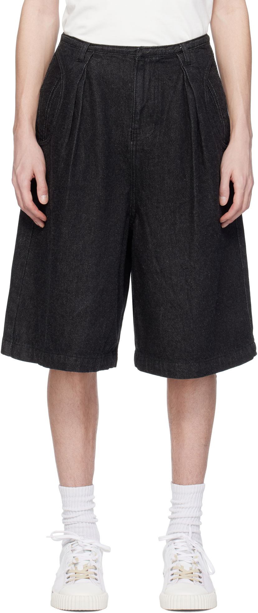 Shorts ADER ERROR ADER error Pleated Denim Shorts Svart | BO01SSJE0201BK