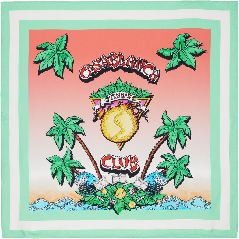 Halsduk Casablanca Casablanca 'Tennis Club' Silk Scarf Flerfärgad | AS25-ACC-053-03