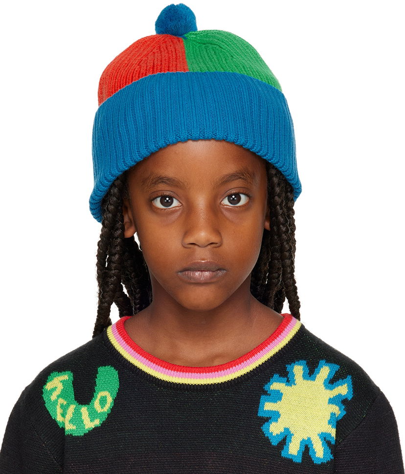 Mössa Stella McCartney Stella McCartney Kids' Colorblock Pom-Pom Beanie Flerfärgad | 8R0O37 Z0783