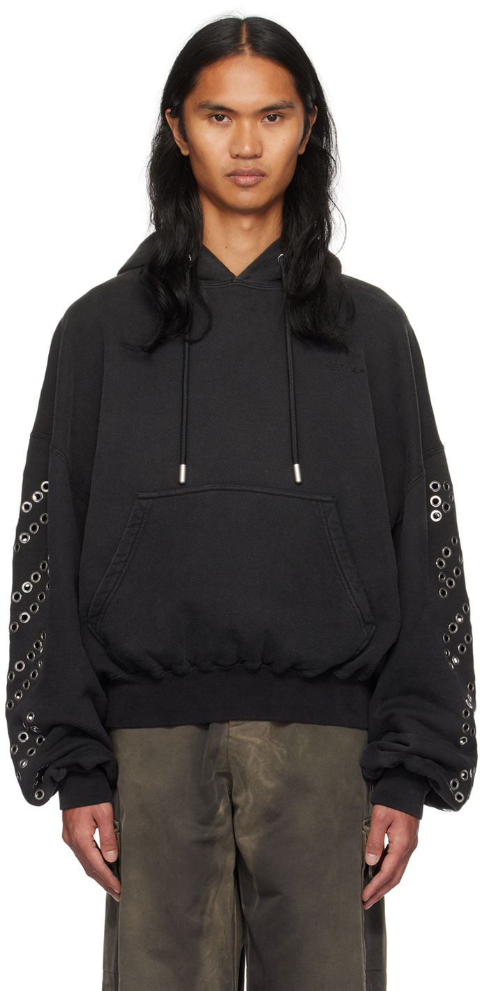 Sweatshirt Off-White Black Eyelet Hoodie Svart | OMBB118F23FLE0121000
