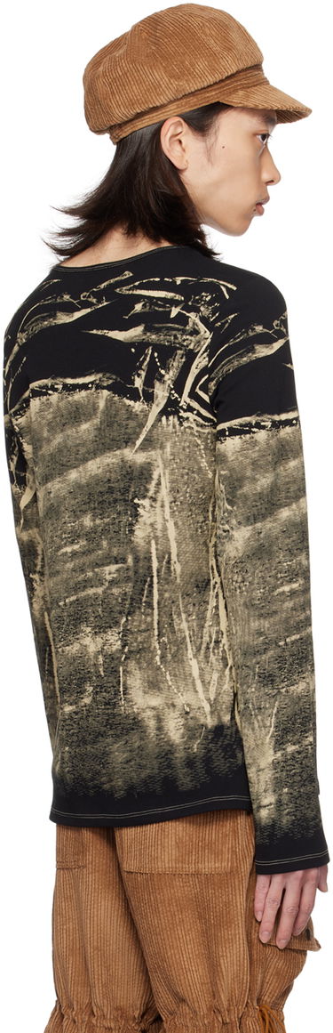 T-shirt Anna Sui Exclusive Black & Beige Graphic Long Sleeve T-Shirt Svart | MT624A1, 2