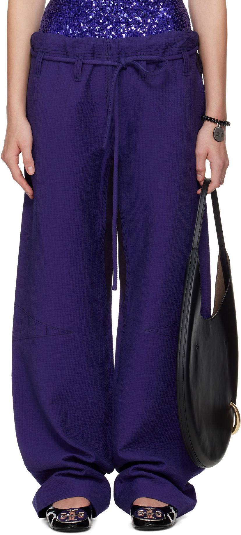 Byxor Tory Burch Tory Burch Cotton Baggy Trousers Purpur | 173627-433