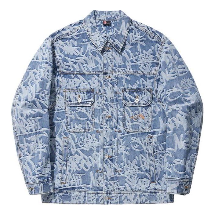 Jacka Li-Ning All-Over Print Denim Jacket Blå | AJDU141-1