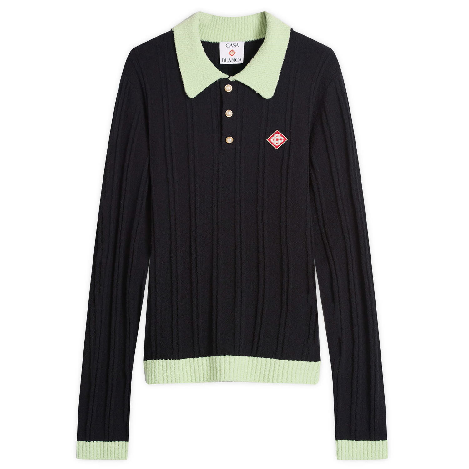 Polotröja Casablanca Casablanca Boucle Polo, Size Large Svart | MPF25-KW-1000-01, 1