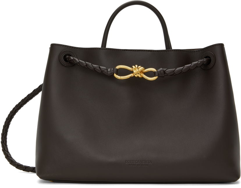 Tygpåse Bottega Veneta Medium Andiamo Leather Shoulder Bag Svart | 810214 V4O92