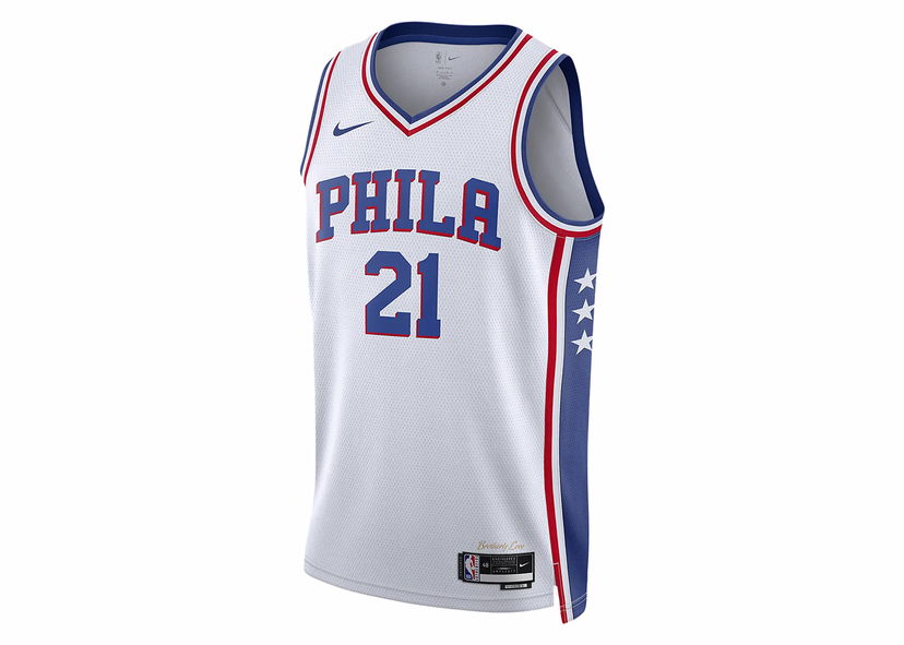 Jersey Nike NBA Philadelphia 76ers Association Edition Jersey Cloud White/Royal Blue/University Red Vit | DN2090-101