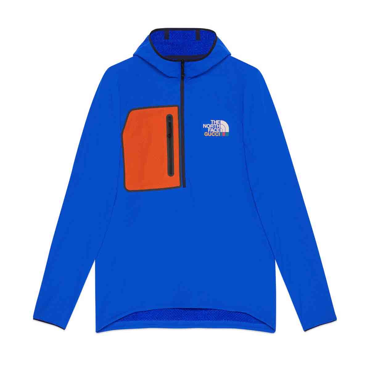 Sweatshirt Gucci The North Face x Fleece Pullover Blue/Orange Blå | 663909 ZM0C1 4394, 0