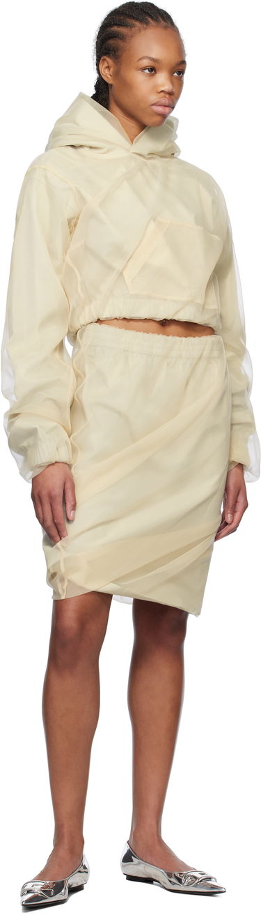 Kjol We11done We11done Layered Cropped Hoodie Beige | WD-BL0-25-117-W-BG, 3