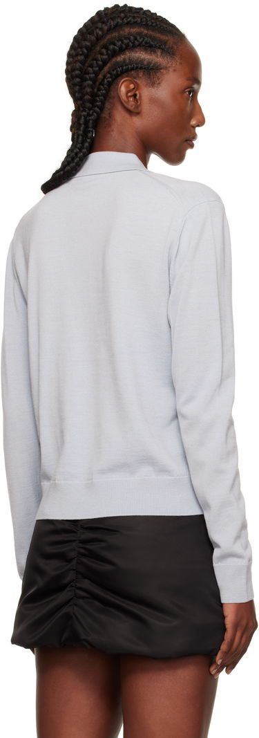 Polotröja We11done We11done Double Patched Knit Polo Blå | WD-KT2-25-679-W-GY, 2