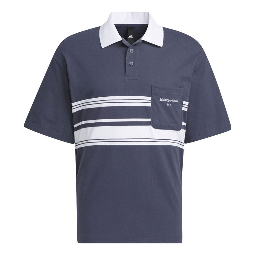 Polotröja adidas Originals Sportswear Striped Short Sleeve Polo Blå | IS4945