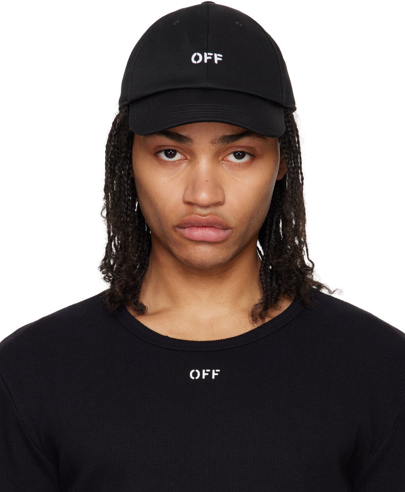 Keps Off-White Off-White Baseball Cap with Logo Stamp Svart | OMLA049C99FAB0041001
