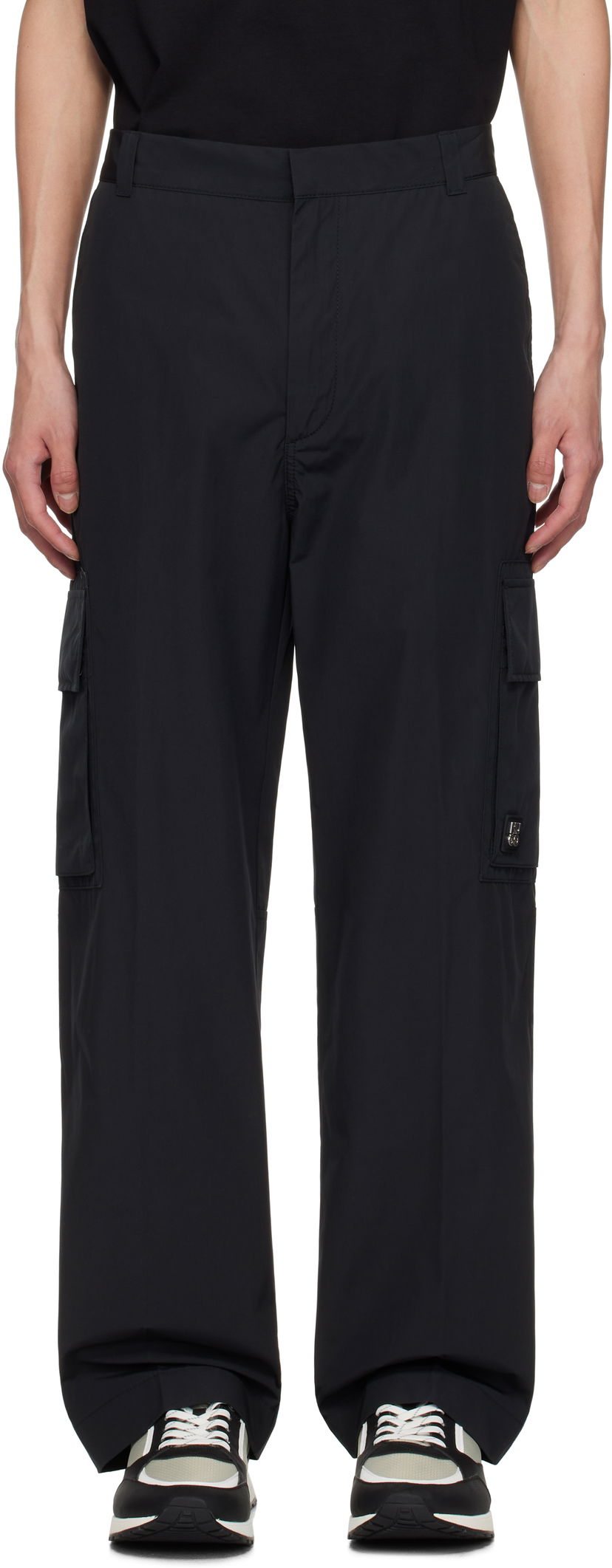 Cargo byxor BOSS Hugo Regular-Fit Water-Repellent Cargo Trousers Svart | 50530813