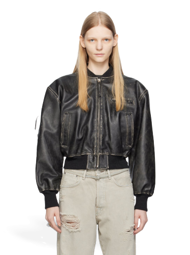 Bomberjacka Acne Studios Distressed Leather Svart | A70155-