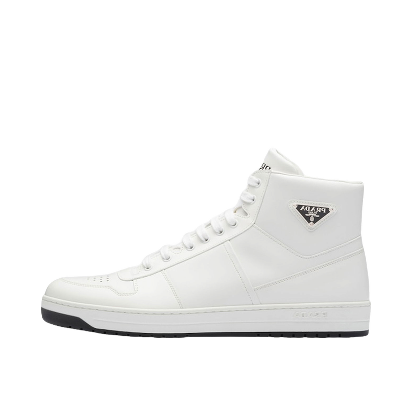 Sneakers och skor Prada Downtown High Top Sneakers Leather White White Black Vit | 2TE183_3LJ6_F0964