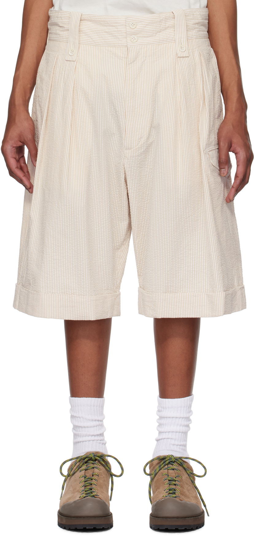 Shorts Engineered Garments Engineered Garments Gurkha Seersucker Shorts Beige | 25S1E005