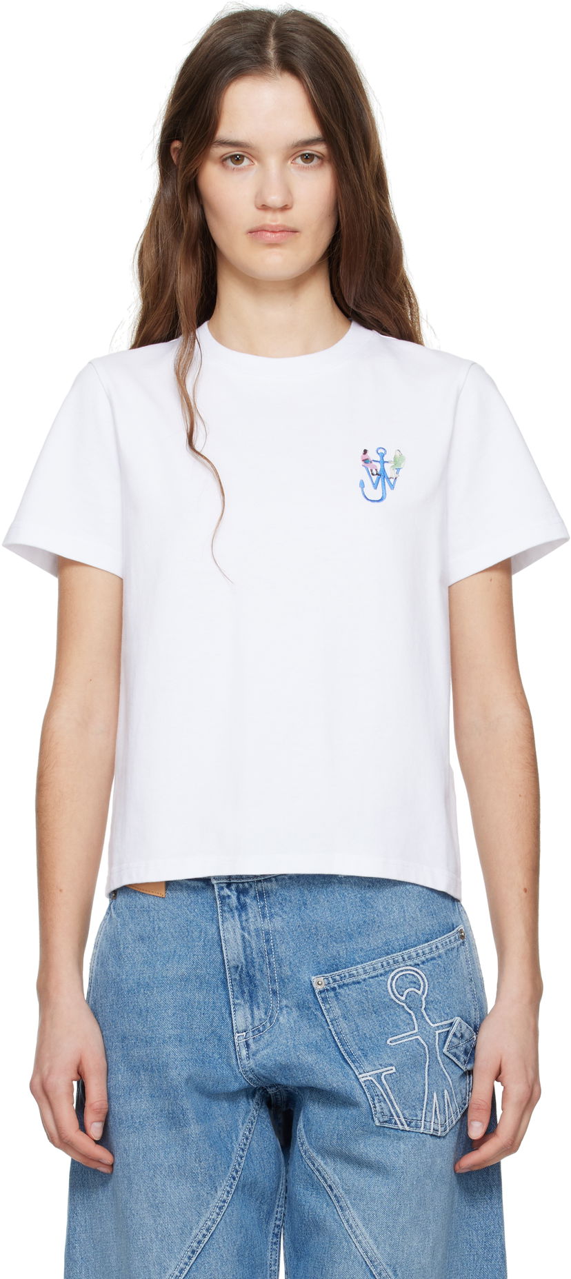 T-shirt JW Anderson JW Anderson Anchor Embroidery T-Shirt Vit | JT0269-PG1510
