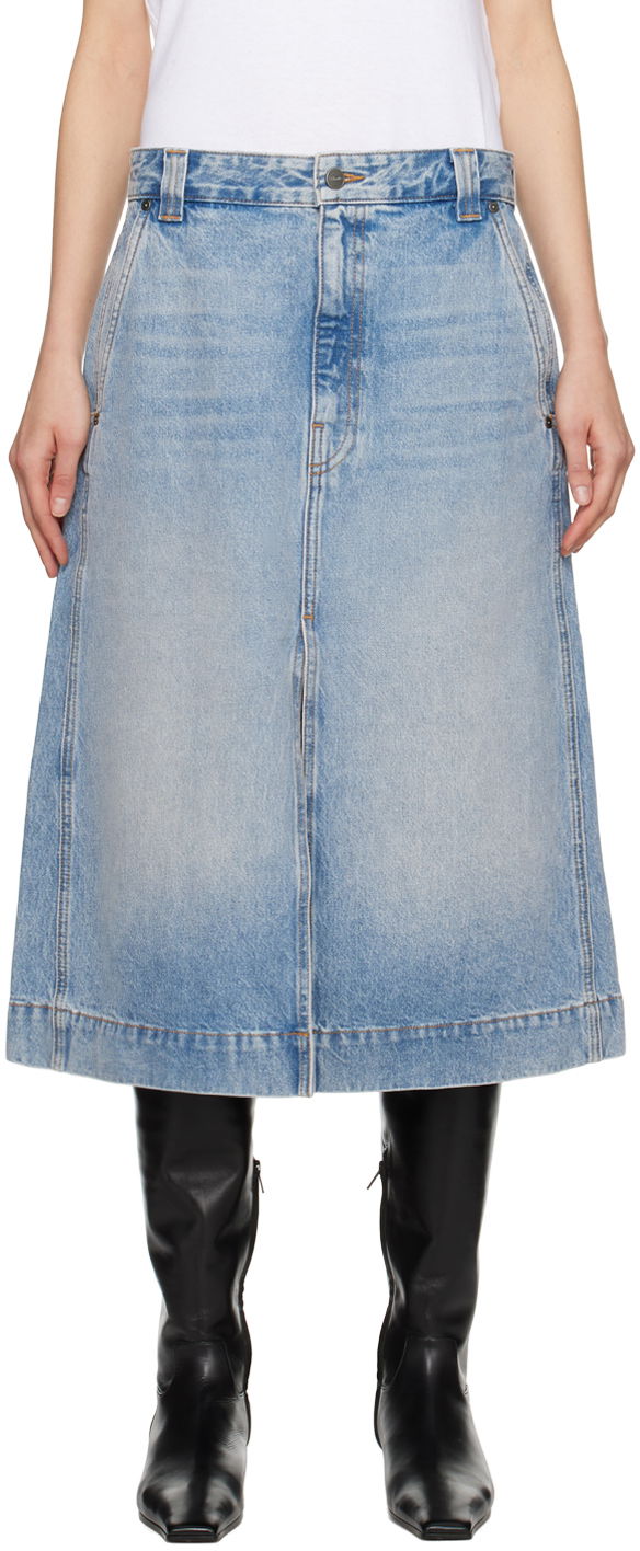 Kjol Khaite Charlene Midi Denim Skirt Blå | 1082-094