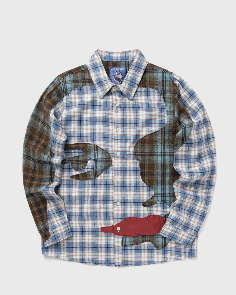 Skjorta KidSuper Patchwork Face Flannel Shirt Blå | SS25-LTP-02