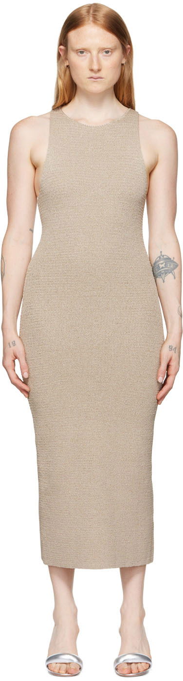 Klä Helmut Lang Helmut Lang Ribbon Midi Dress Beige | M04HW705