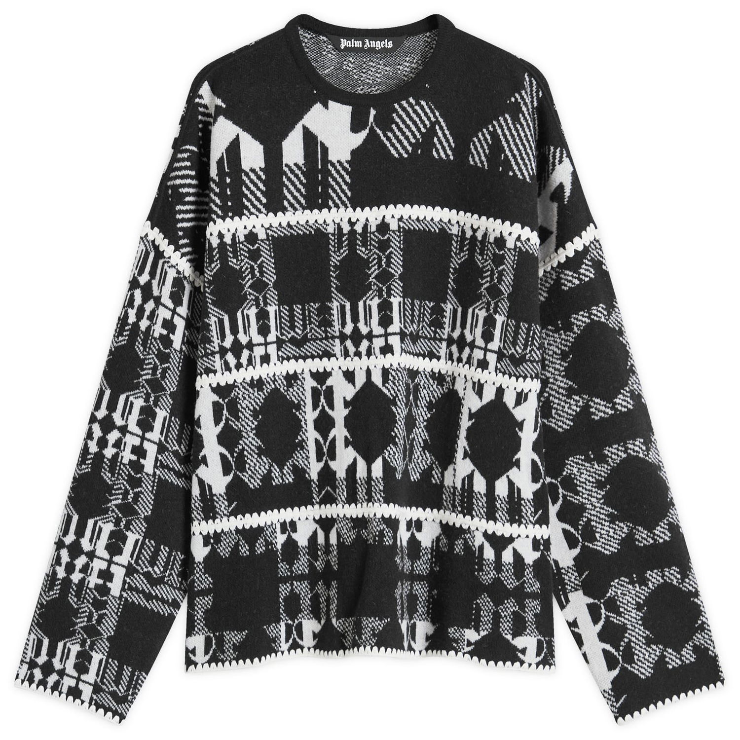 Sweater Palm Angels Monogram Knit Sweater Svart | PMHE048F24KNI0011003, 0