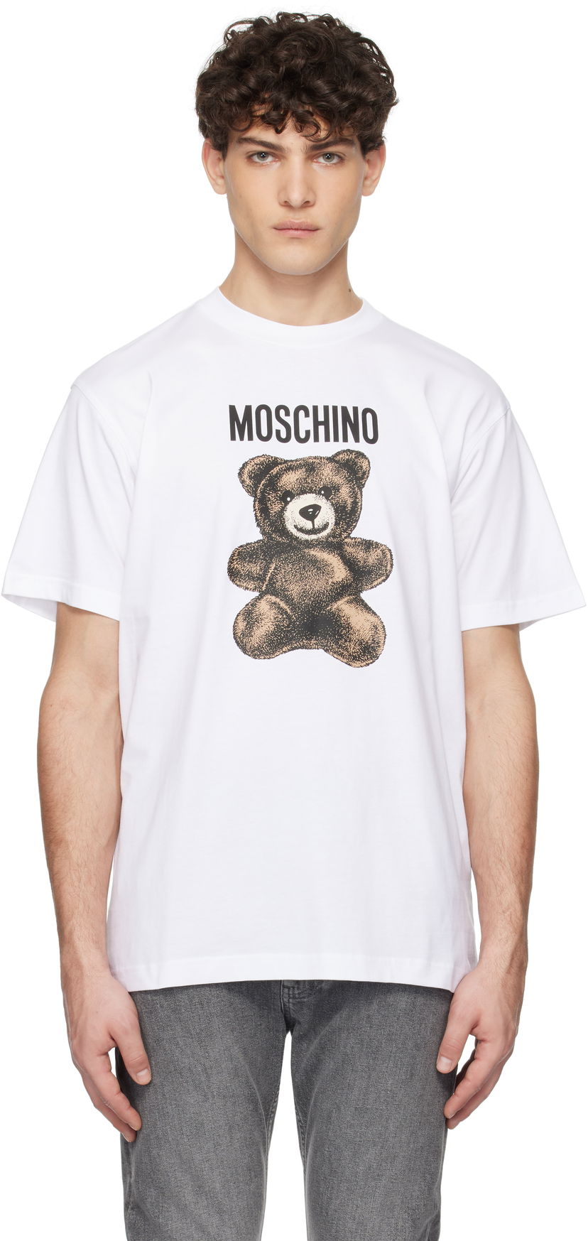 T-shirt Moschino Moschino Teddy Bear Graphic T-Shirt Vit | 251ZZV071002411001