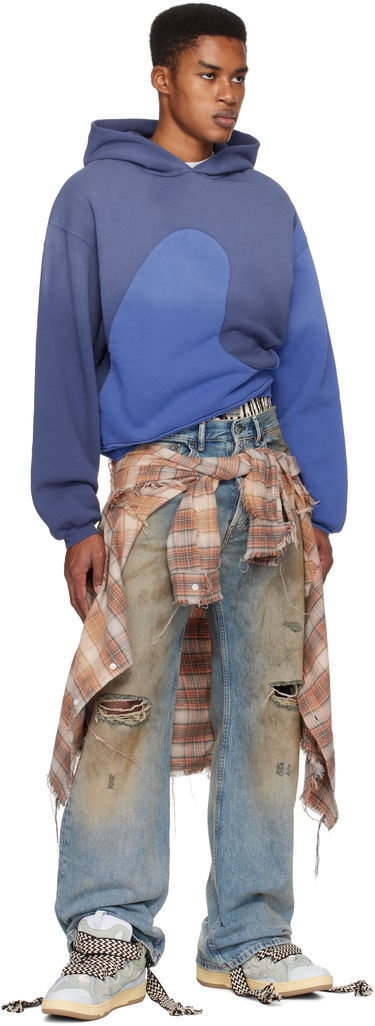 Sweatshirt ERL Classic Swirl Hoodie Blå | ERL09T015, 4