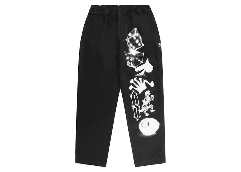 Cargo byxor Stüssy Airbrush Icon Beach Pants Svart | 116622_BLAC