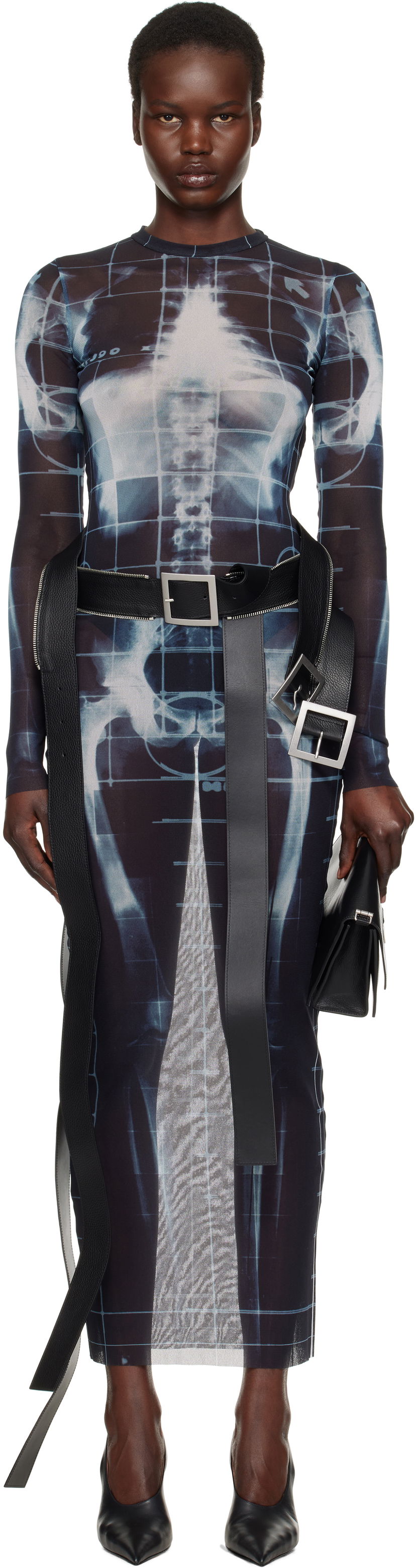 Klä Jean Paul Gaultier Jean Paul Gaultier 'The Squeletor' Mesh Maxi Dress Blå | 25/33-F-RO309-T580-005956