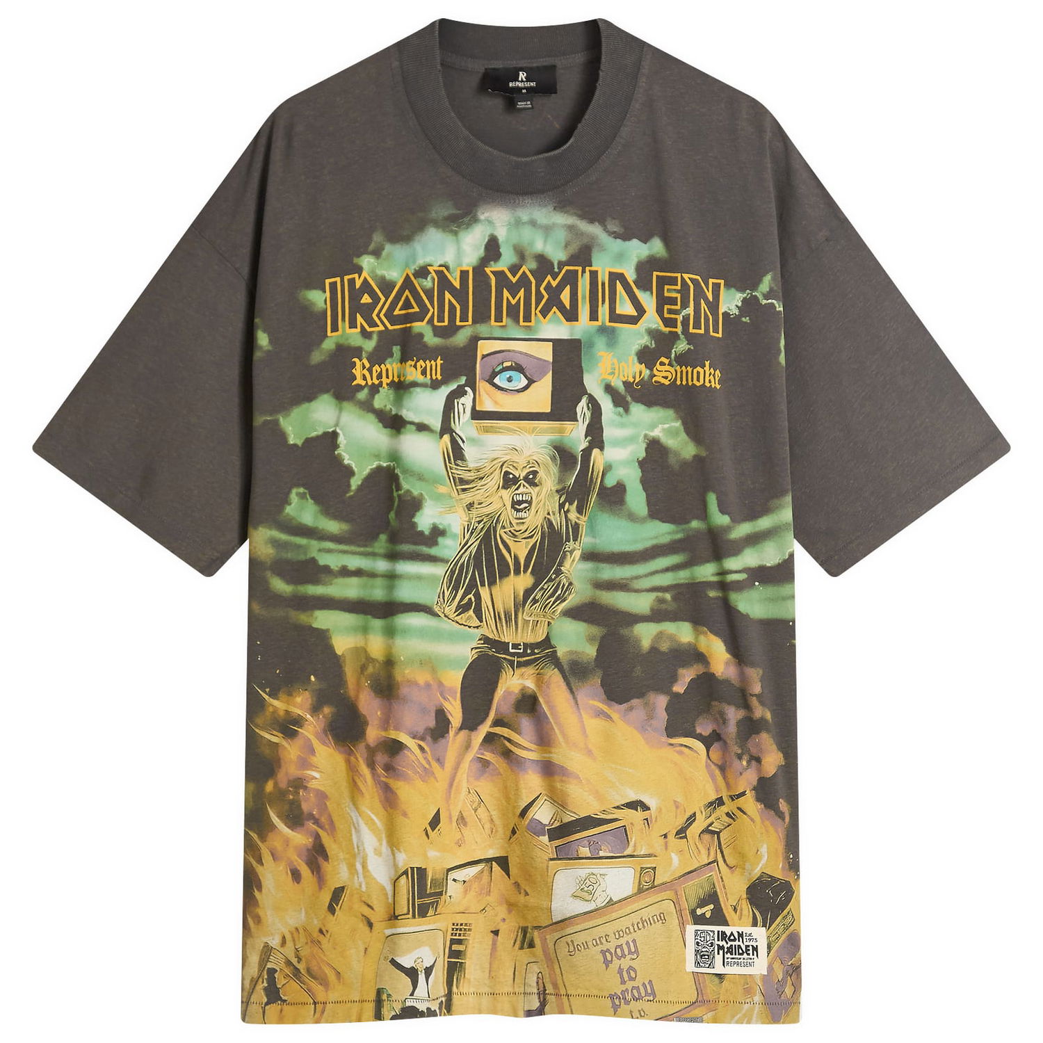 T-shirt Represent Clo Iron Maiden Holy Smoke Graphic Tee Grå | MLM100586-46, 0