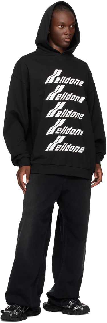 Sweatshirt We11done Printed Hoodie Svart | WD-TH3-22-729-U-BK, 3