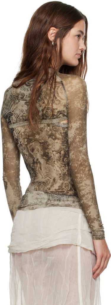 T-shirt Jean Paul Gaultier Jean Paul Gaultier 'The Médaillon' Long Sleeve Top Brun | 25/03-W-TO303-M006P-6965, 2