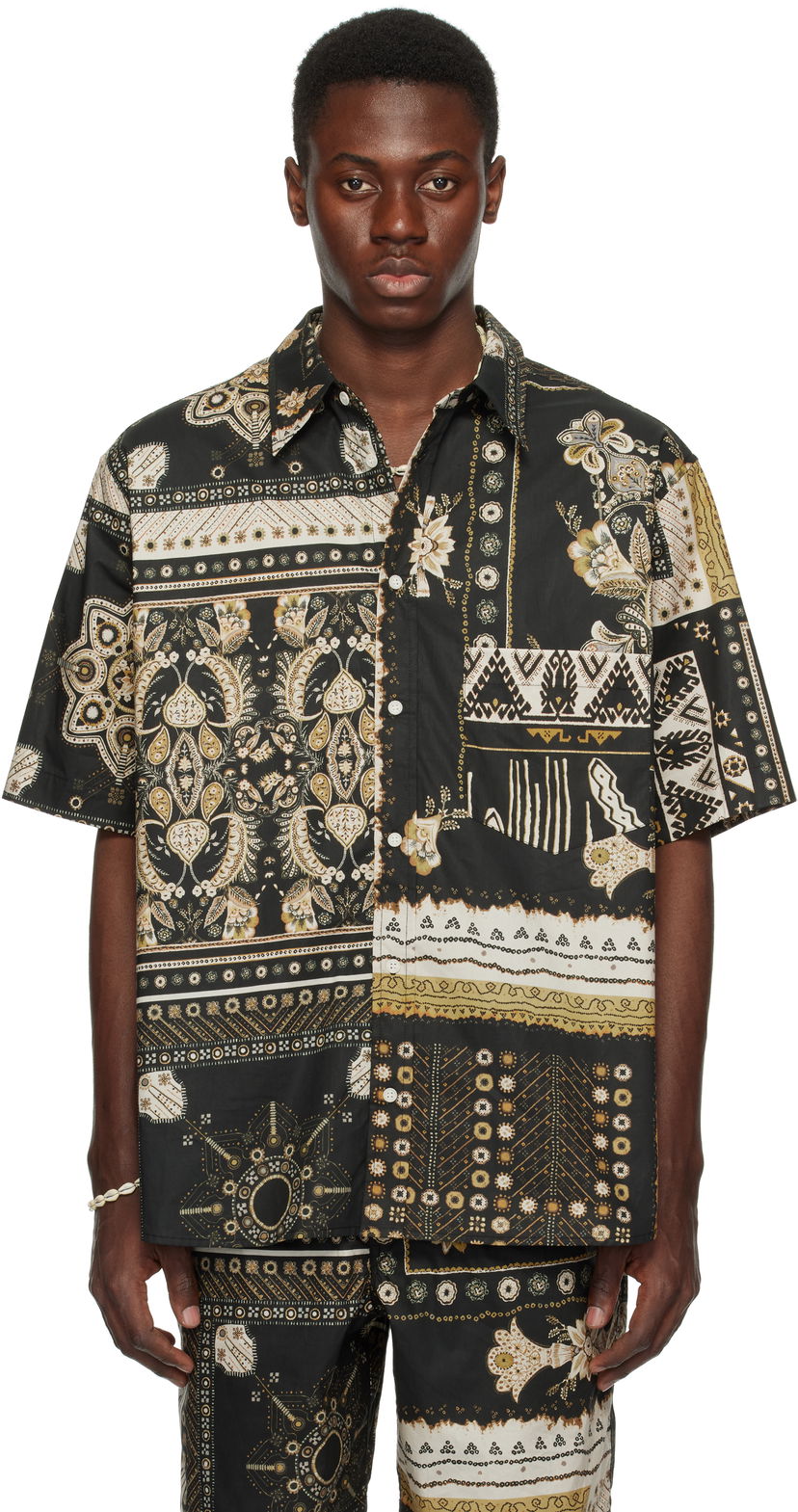 Skjorta ISABEL MARANT Isabel Marant Garlonn Patchwork Print Shirt Svart | 25PCH0216HA-C1I09H