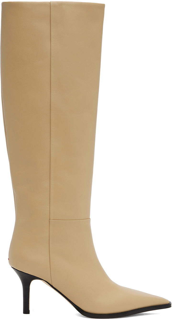 Rockar Aeyde Aeyde Tula Leather Tall Boots Beige | A11-KB-TULP75ST95-FW24-957-065