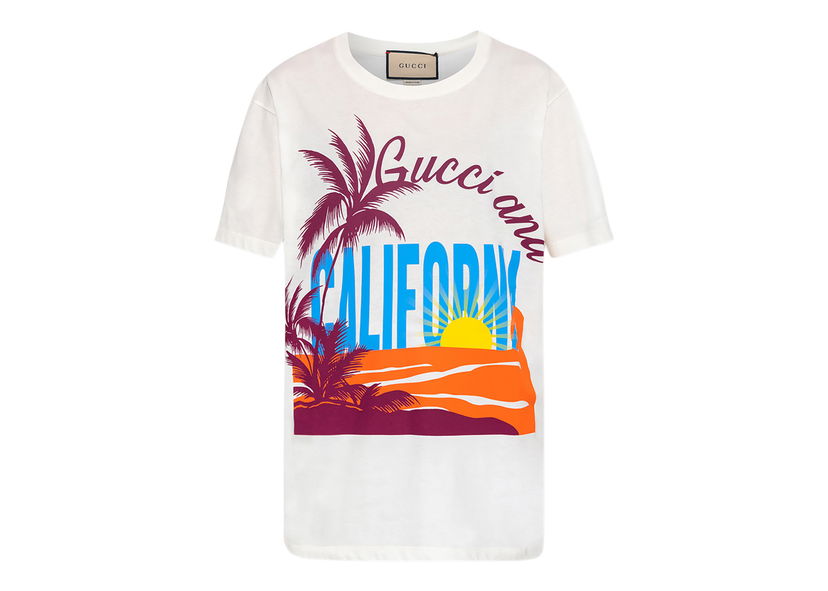 T-shirt Gucci California Oversized T-shirt White Vit | 615044 XJED0 9095