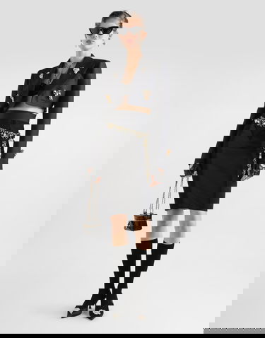 Jacka Dolce & Gabbana Dolce & Gabbana Single-breasted Faille Cropped Jacket with Embellishments Svart | F29NCZFU3R1N0000, 1