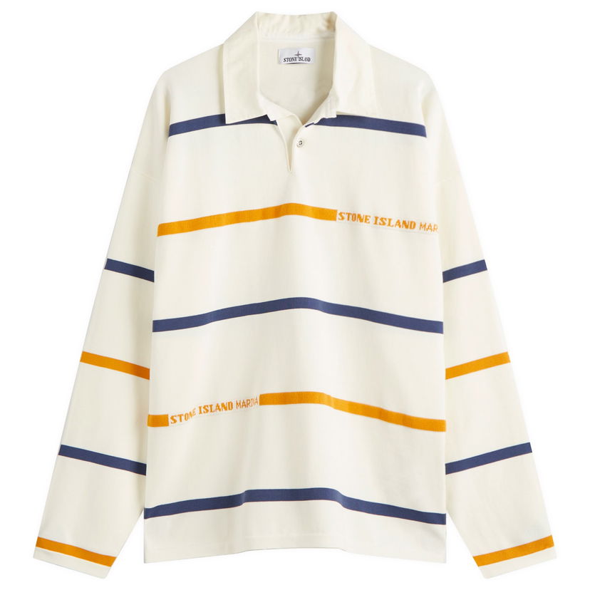Polotröja Stone Island Marina Striped Rugby Knit, Size Large Vit | K1S155100035-V0093