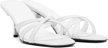 Skovård BY FAR BY FAR Julie Creased Calf Leather Heeled Sandals Vit | MWFHO020CL034WH025PL, 3