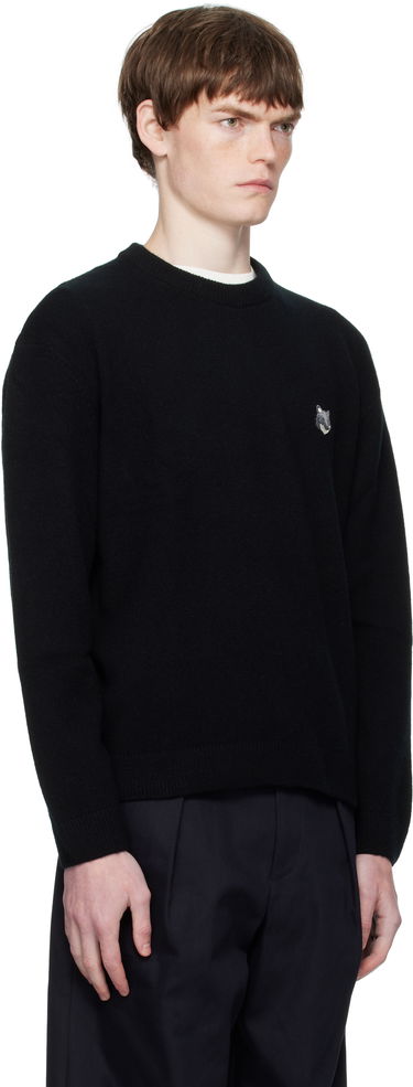 Sweater MAISON KITSUNÉ Maison Kitsuné Fox Head Lambswool Sweater Svart | PM00803KT1006, 1