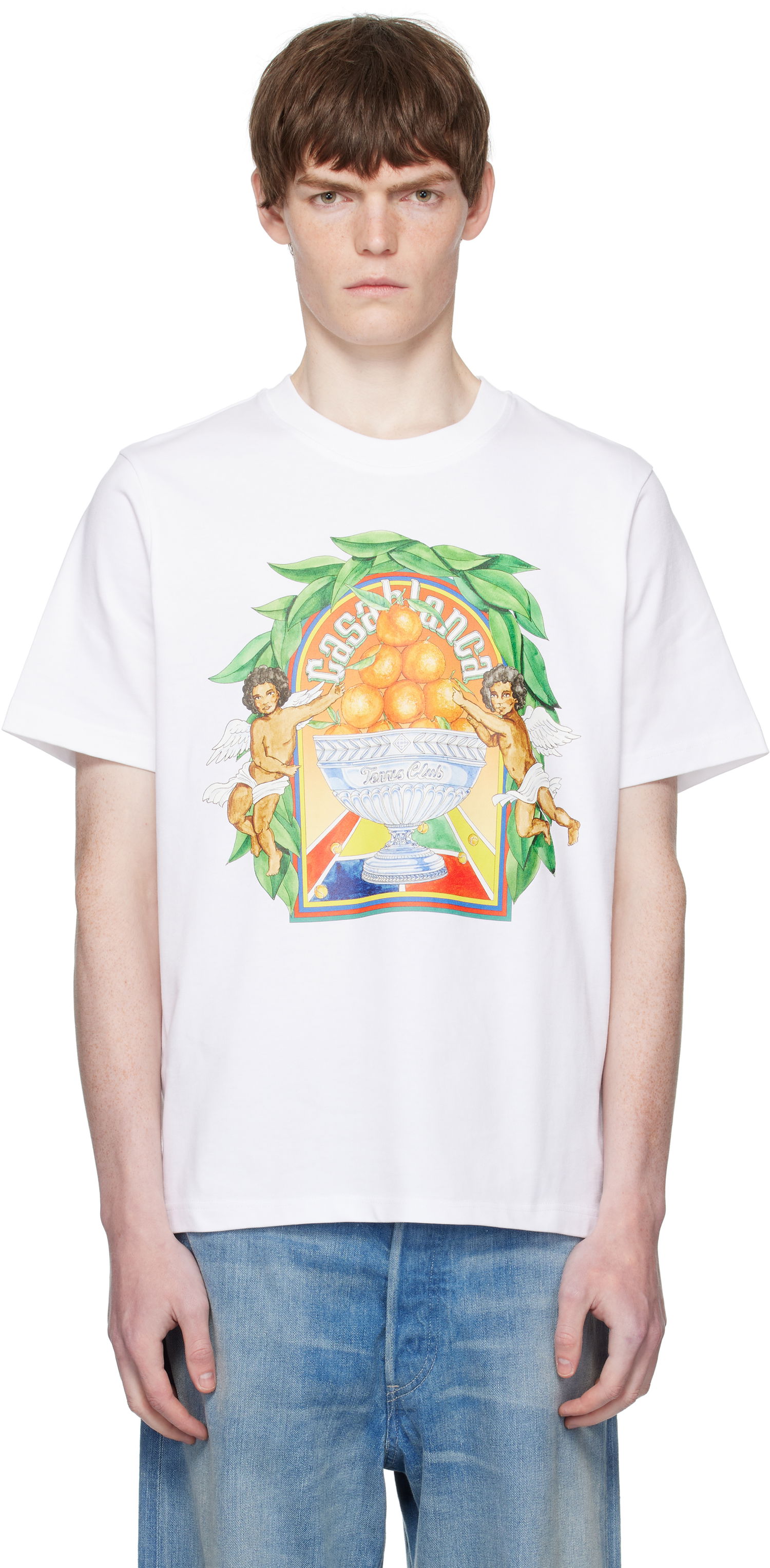 T-shirt Casablanca Casablanca Triomphe D'Orange Graphic Tee Vit | MPF25-JTS-001-23-EX-FLANNELS, 0