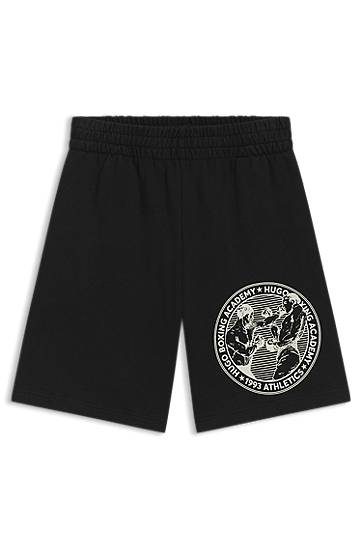 Shorts BOSS Cotton-Terry Shorts with Boxing Academy Graphic Svart | 50542413