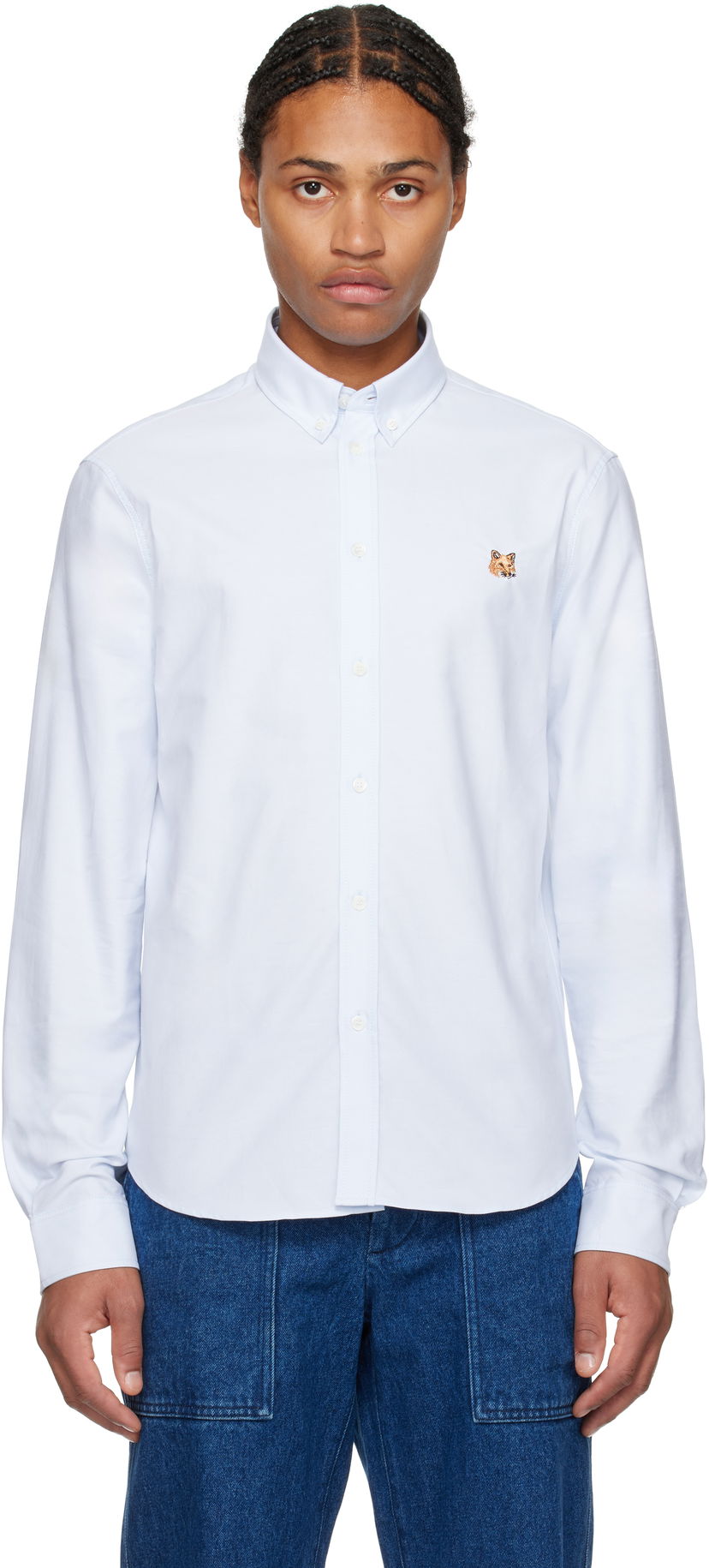 Skjorta MAISON KITSUNÉ Mini Fox Head Classic Shirt Blå | MM00413WC5012