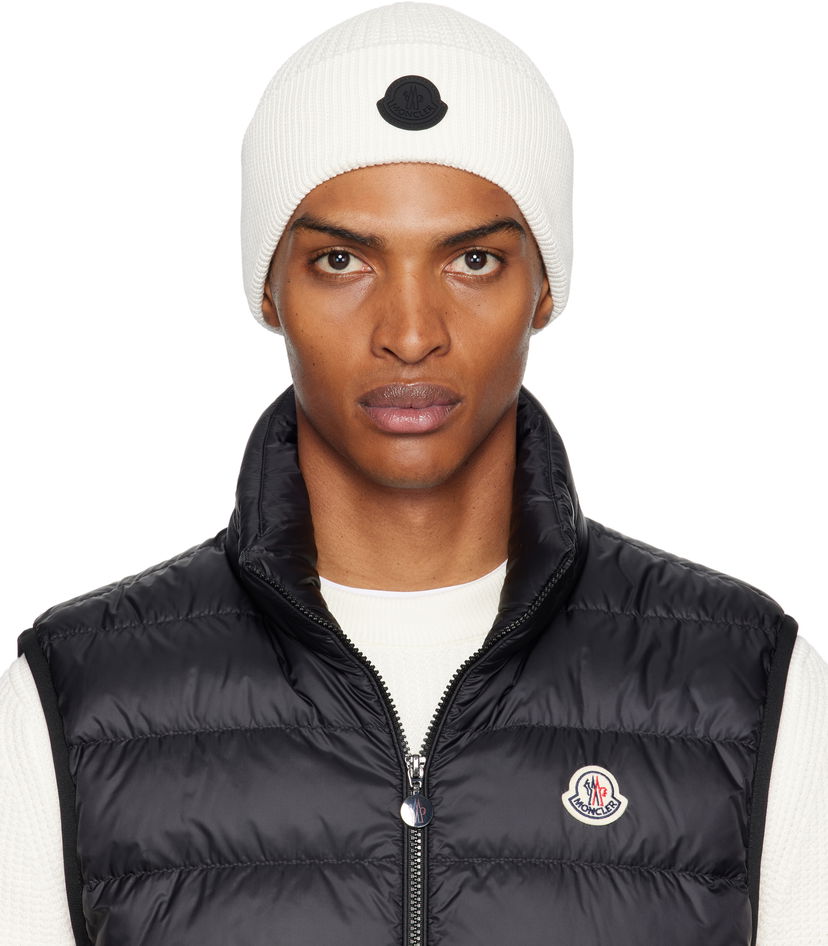 Mössa Moncler Moncler Logo Cotton Beanie Vit | K20913B00032M1367