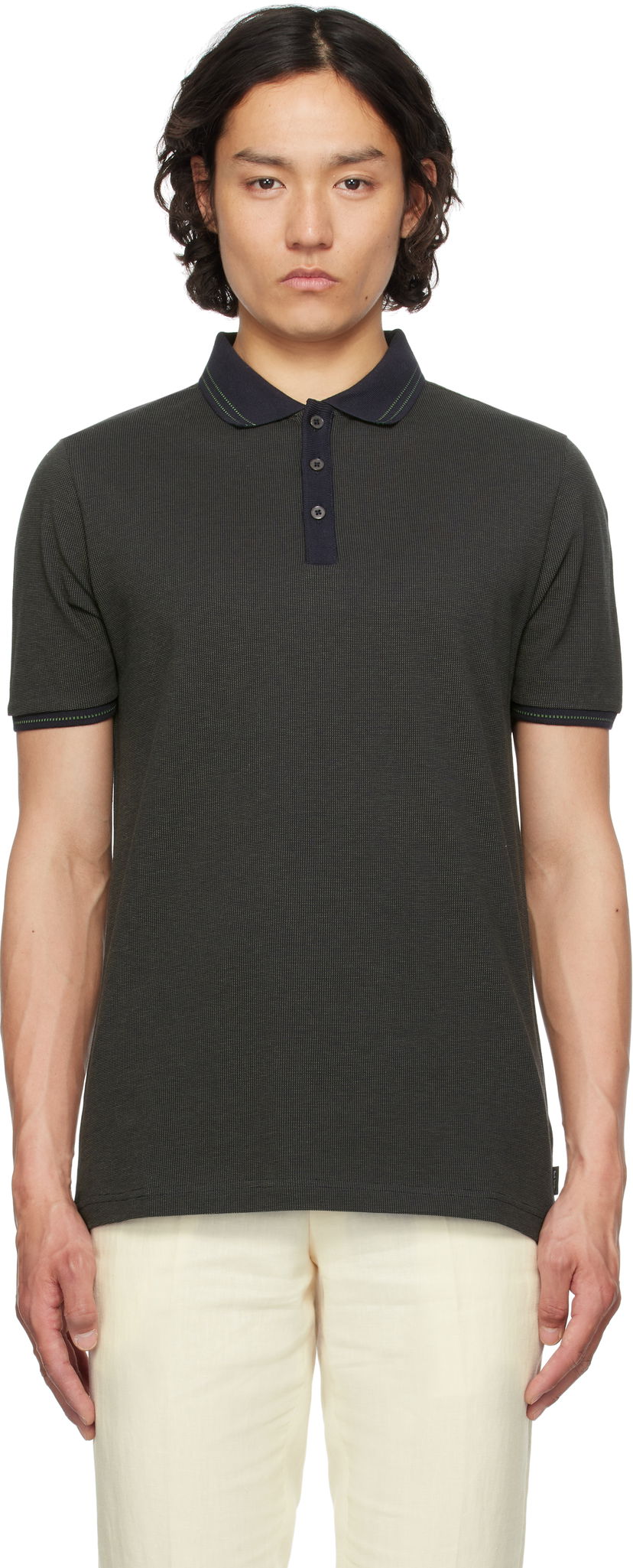 Polotröja Paul Smith PS Paul Smith Micro Jacquard Organic Cotton Polo Grön | M2R-081Z-P22277-49