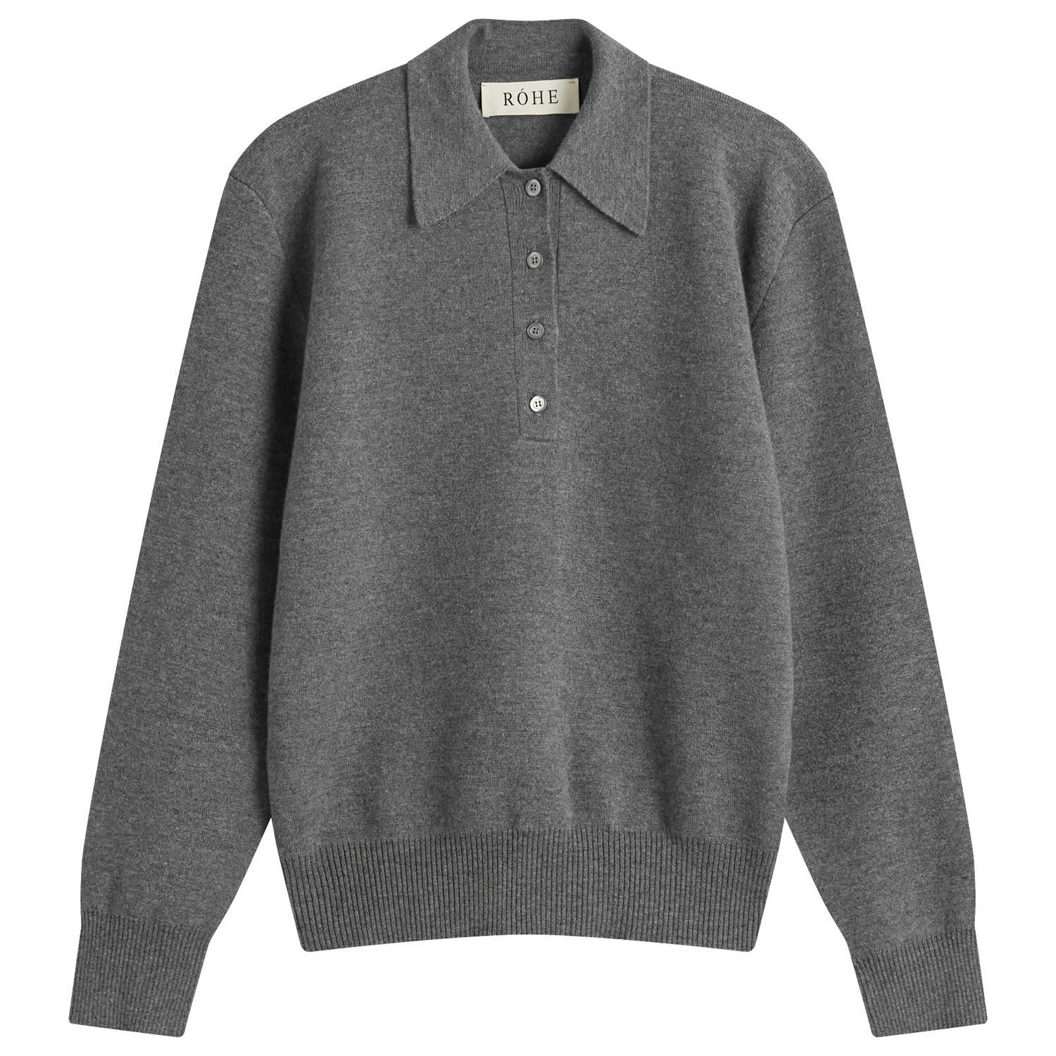 Sweater Róhe Rohe Sculptural Polo Sweater Grå | 416-23-316, 1