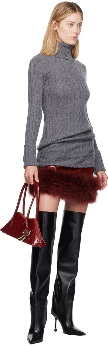 Klä Blumarine Blumarine Turtleneck Dress With Fur Grå | A422A505A, 3