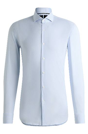 Skjorta BOSS Slim-Fit Easy-Iron Cotton Blend Shirt Blå | 50533433
